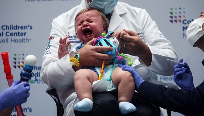 Oliver Harris, 9 months, cries after receiving a vaccine against the coronavirus disease (COVID-19) at Northwell Healths Cohen Childrens Medical Center in New Hyde Park, New York, US, June 22, 2022. —Reuters
