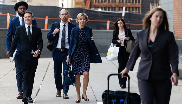 Susan Desmond-Hellmann, former Meta board member who is testifying in the trial today, walks into the Leonard L. Williams Justice Center where Mark Zuckerberg and other top officials from Meta Platforms will take the stand to defend against allegations by investors that they should be held liable for billions of dollars in fines for privacy violations by Facebook, in Wilmington, Delaware, US July 17, 2025. — Reuters