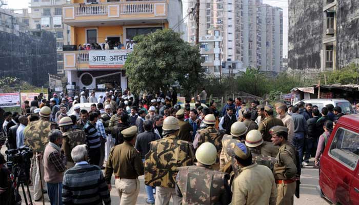 The representational image shows police and protesters in India. — X@thehindu/File