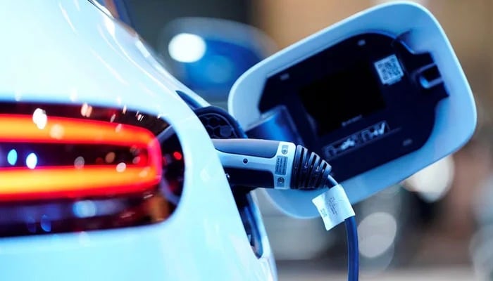 This representational image shows a charging port on an electric vehicle on February 13, 2019. — Reuters