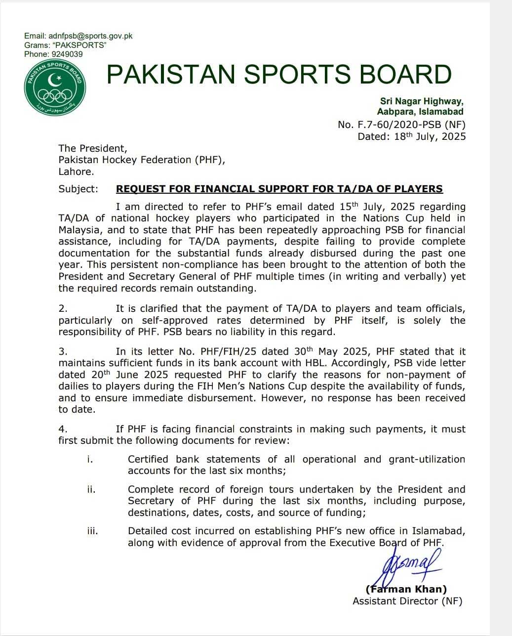 PSB seeks financial records of PHF officials foreign trips